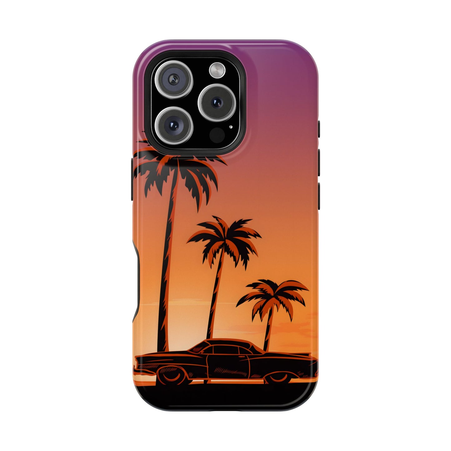 Retro Coastline: Vintage Car & Palm Sunset MagSafe Case