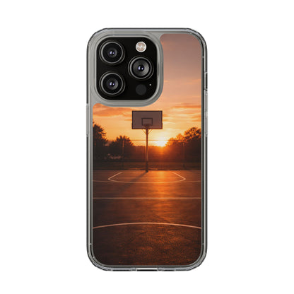 Clear Golden Hour Basketball Case - Urban Sunset Court Transparent Cover