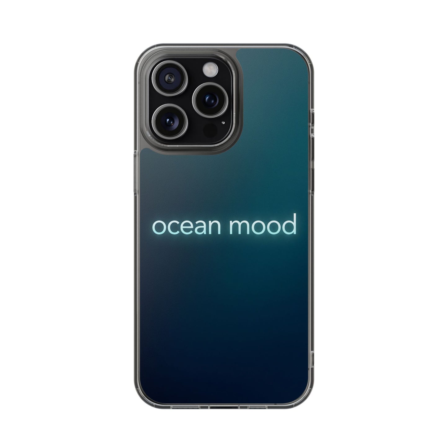 Dark Ocean Mood Neon Typography Case - MagSafe Compatible Minimalist Cover