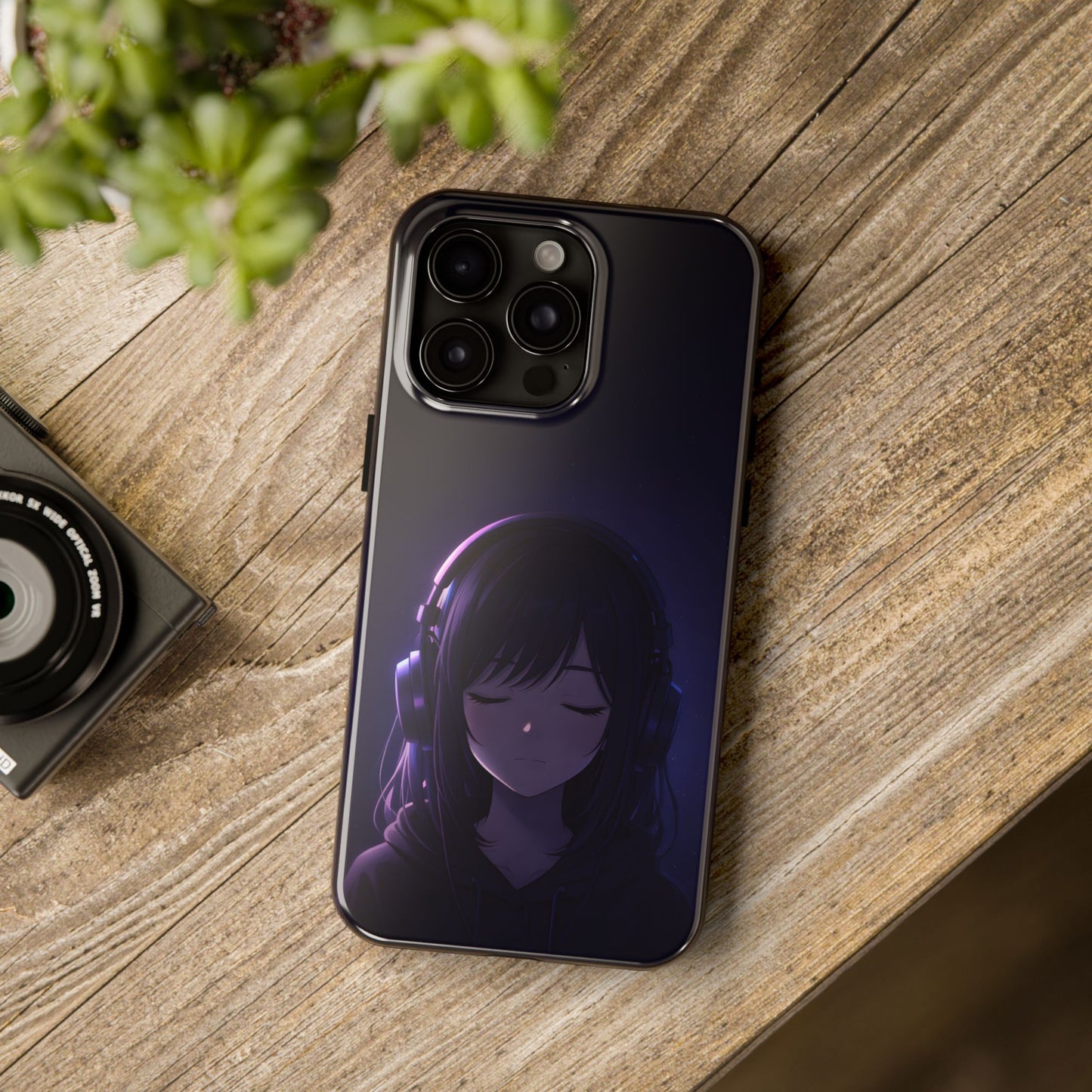 Midnight Lofi Anime Girl Tough Case - Deep Purple Music Cover for iPhone & Samsung