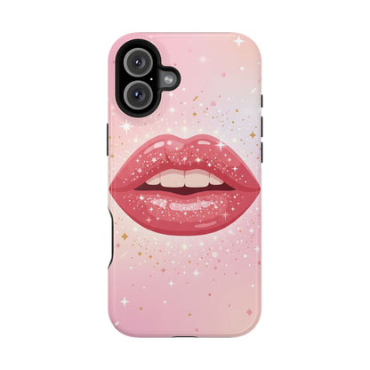 Glamorous Pink Glitter Lip Magnetic Impact Case