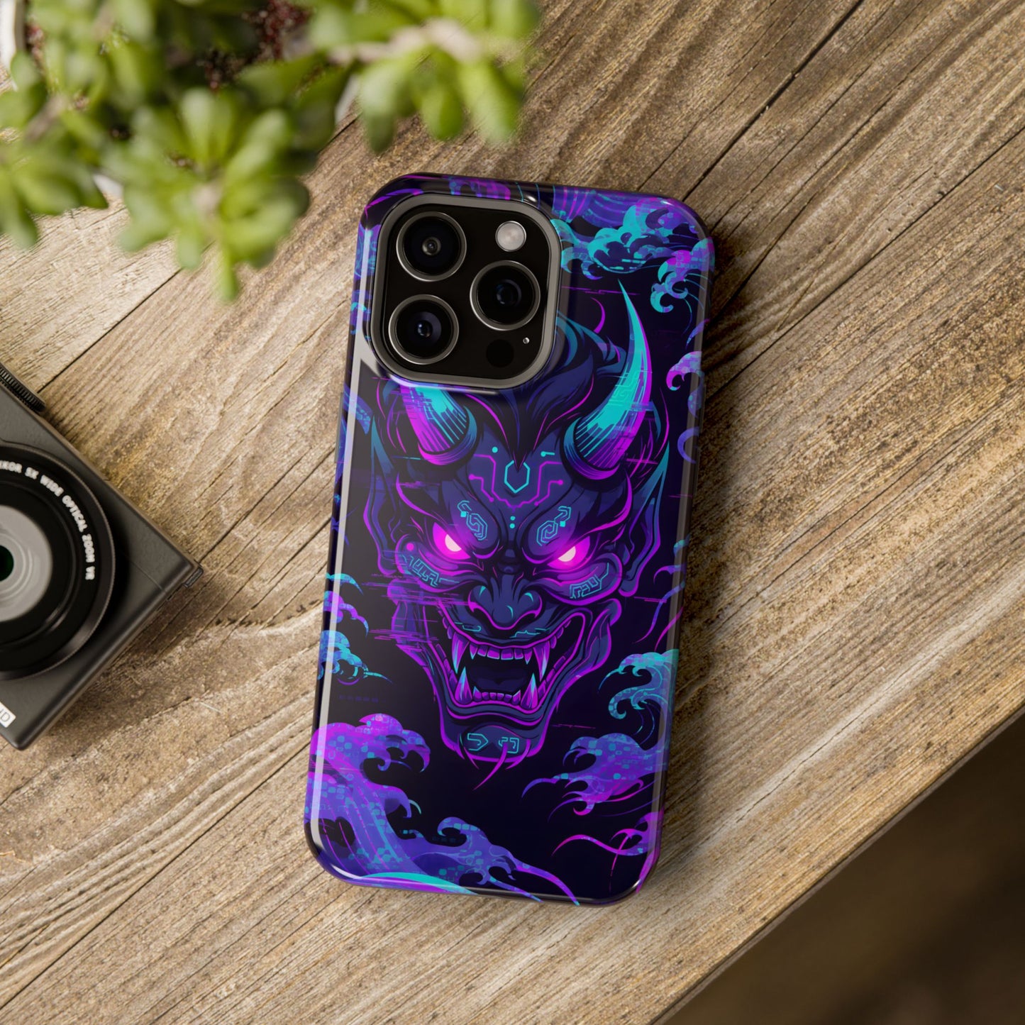 Cyber Oni: Neon Cyberpunk Japanese Mask MagSafe Case