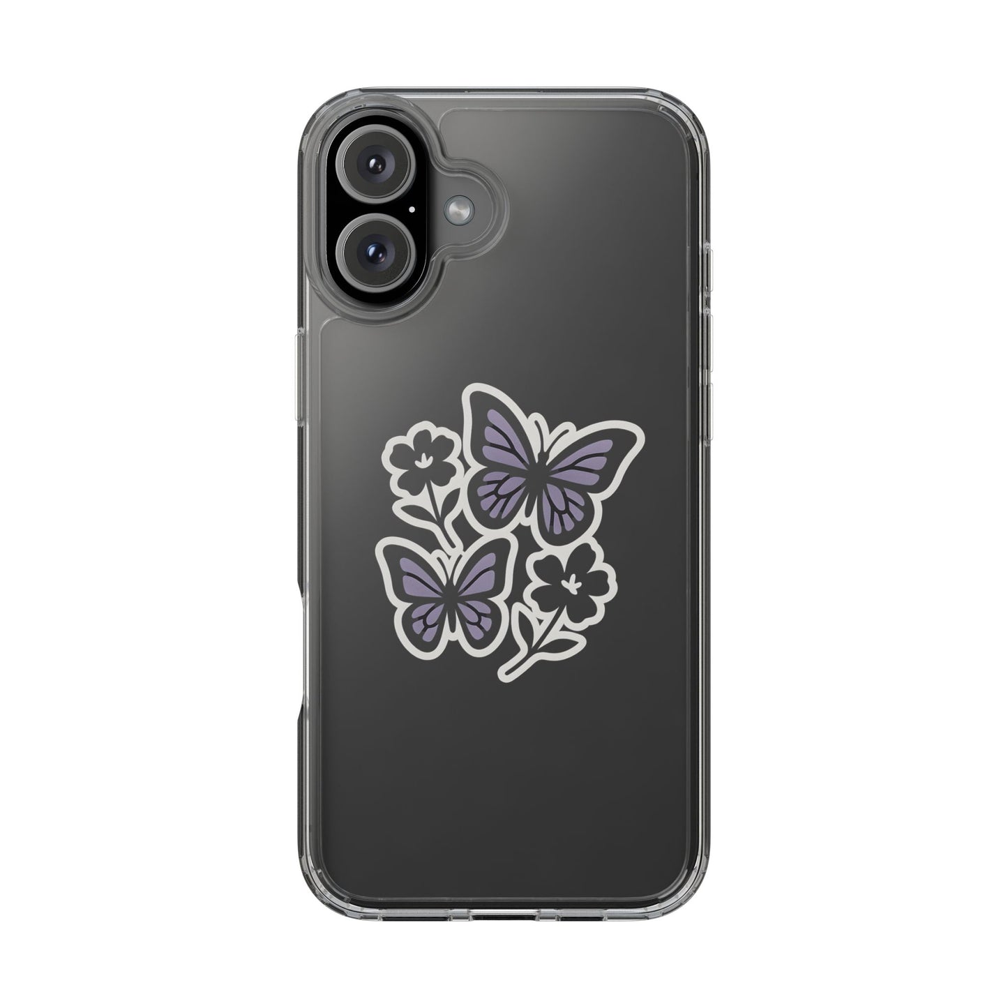 Clear Lavender Butterfly Case - Floral Botanical Transparent Cover for iPhone & Samsung