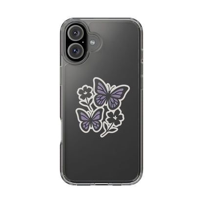 Clear Lavender Butterfly Case - Floral Botanical Transparent Cover for iPhone & Samsung