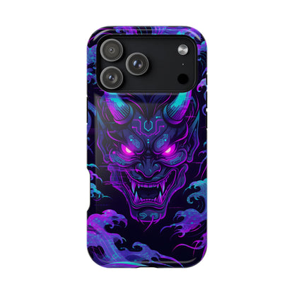 Cyber Oni: Neon Cyberpunk Japanese Mask MagSafe Case