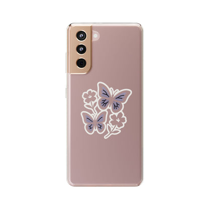 Clear Lavender Butterfly Case - Floral Botanical Transparent Cover for iPhone & Samsung
