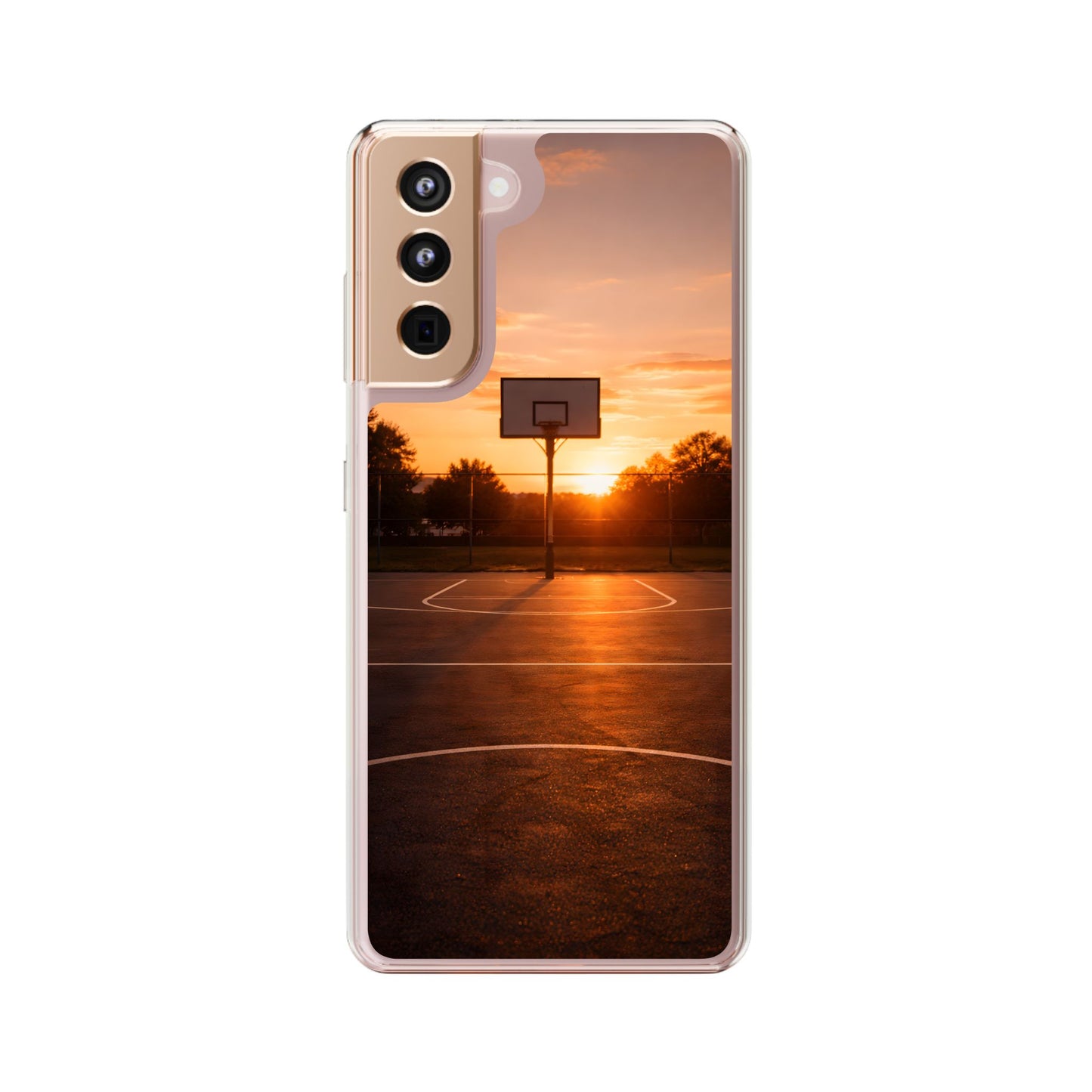 Clear Golden Hour Basketball Case - Urban Sunset Court Transparent Cover