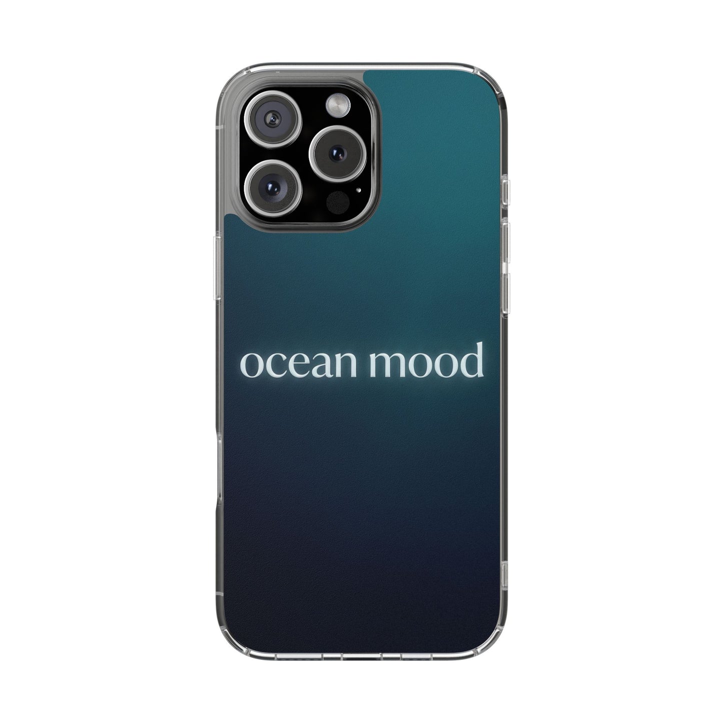 Dark Ocean Mood Clear Case - MagSafe Compatible Teal Gradient Cover