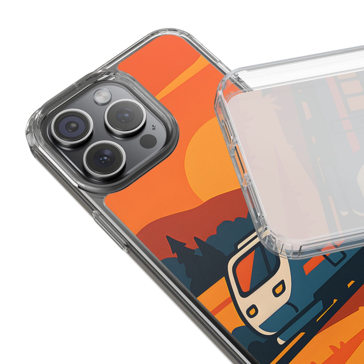 Clear Sunset Train Phone Case - Minimalist Travel Aesthetic Transparent Cover