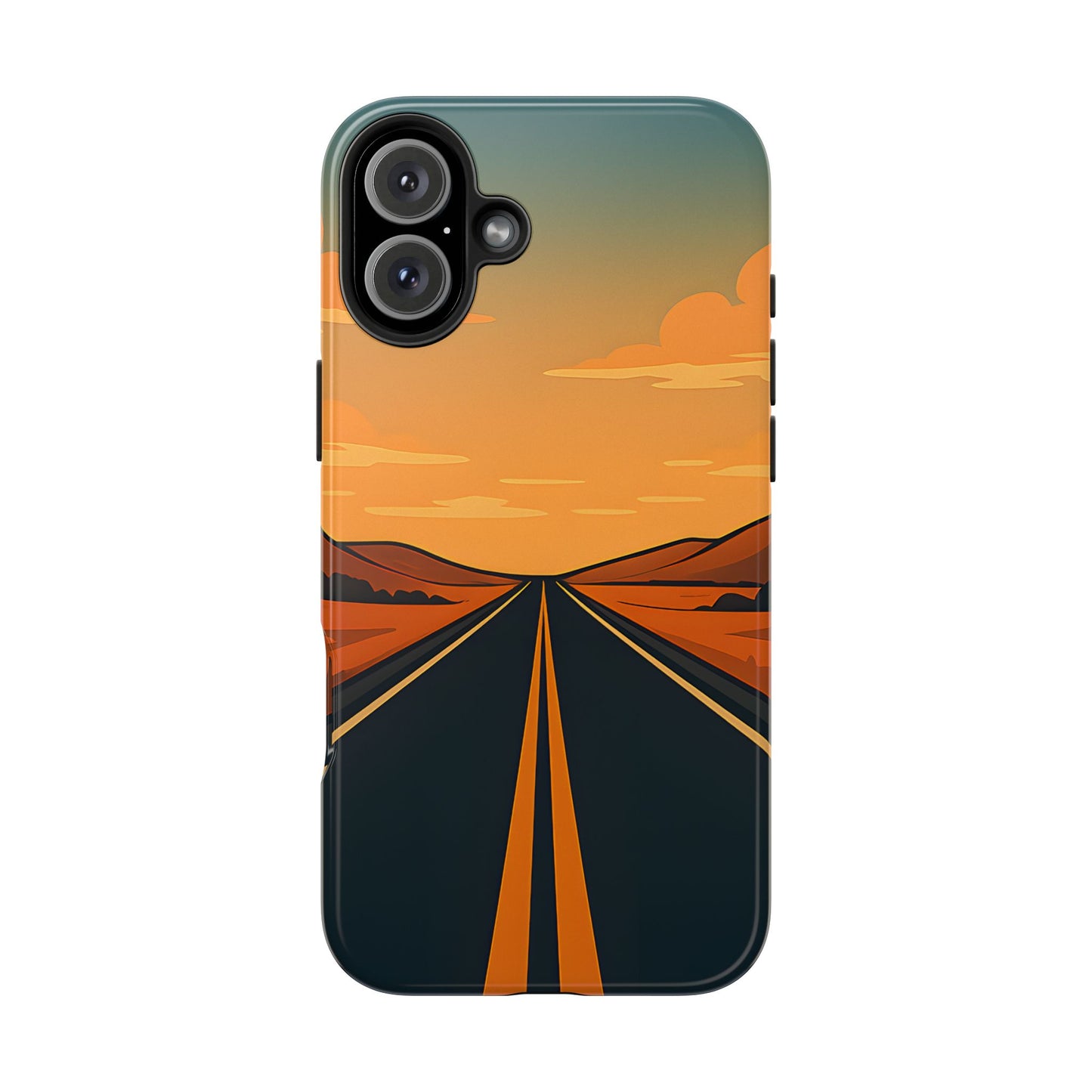 Endless Highway Tough Case - Minimalist Sunset Road Trip Aesthetic Cover