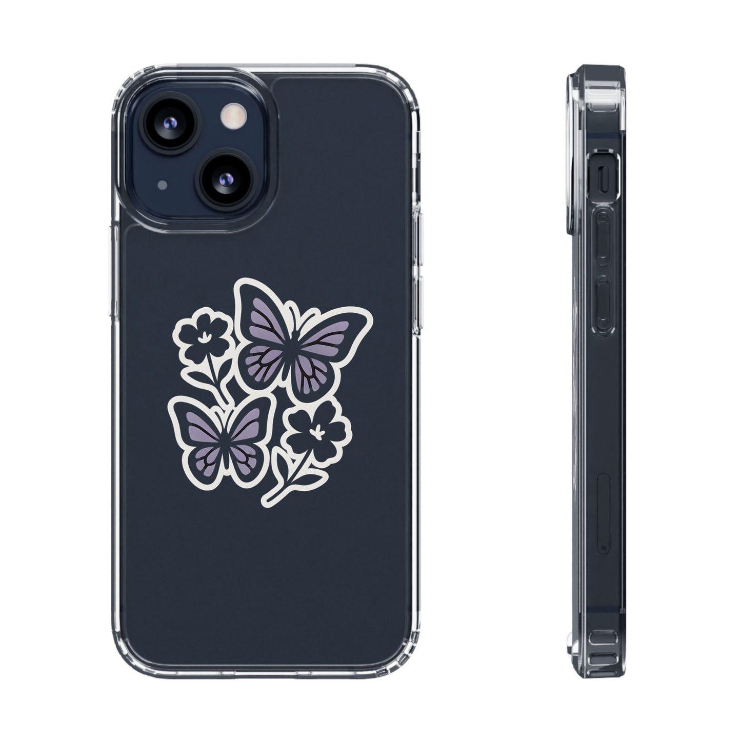 Clear Lavender Butterfly Case - Floral Botanical Transparent Cover for iPhone & Samsung