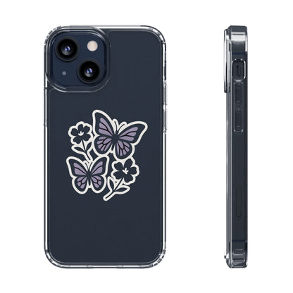 Clear Lavender Butterfly Case - Floral Botanical Transparent Cover for iPhone & Samsung