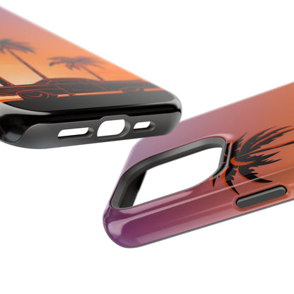 Retro Coastline: Vintage Car & Palm Sunset MagSafe Case