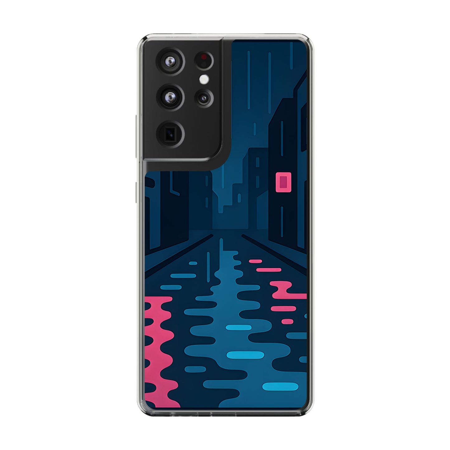 Clear Rainy Neon Street Case - Minimalist Urban Aesthetic Transparent Cover
