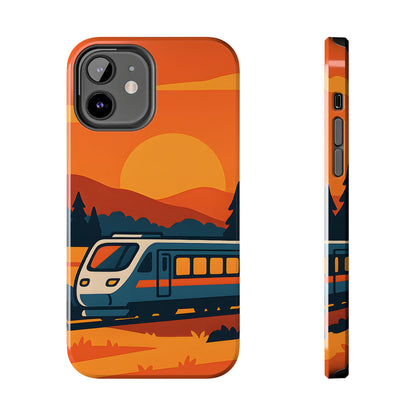 Golden Hour Express Tough Case - Minimalist Sunset Train Aesthetic Cover