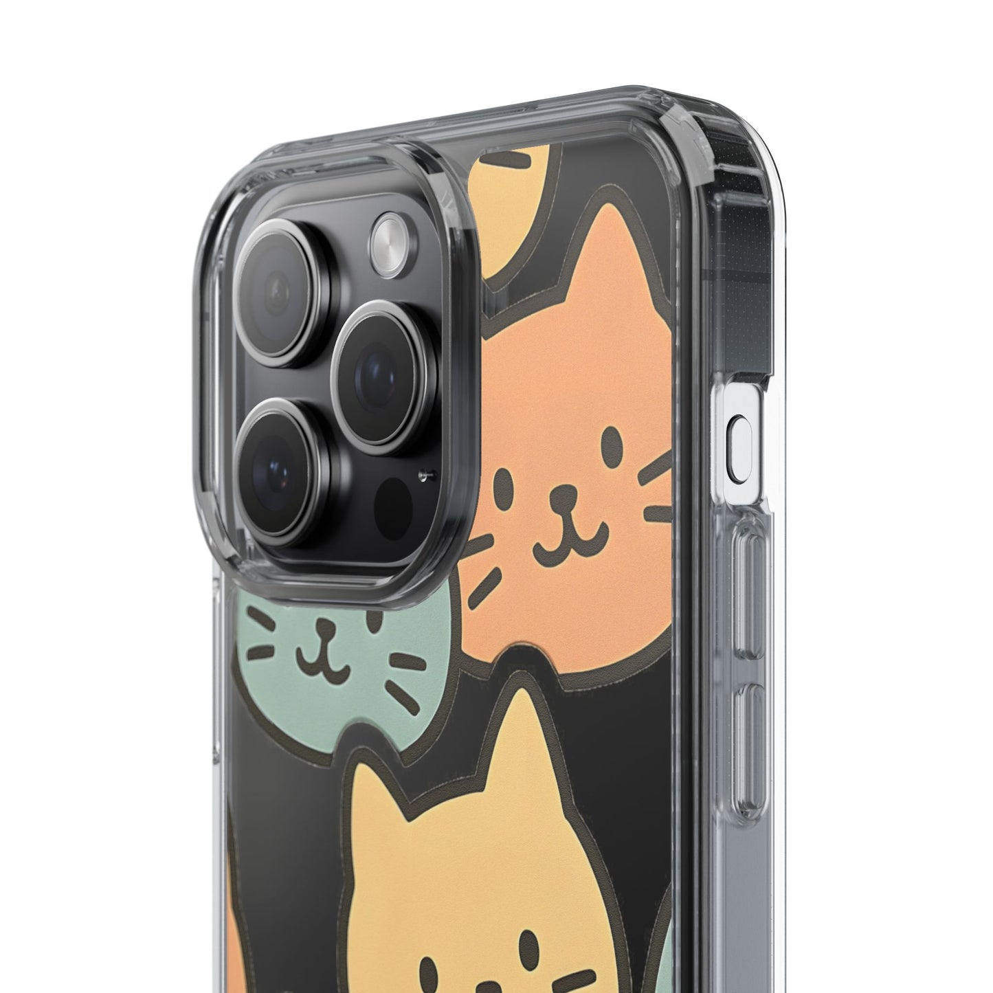 Clear Colorful Cat Pattern Case - Kawaii Aesthetic Transparent Cover for iPhone & Samsung