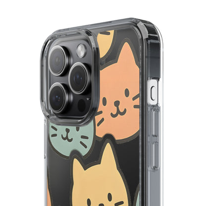 Clear Colorful Cat Pattern Case - Kawaii Aesthetic Transparent Cover for iPhone & Samsung