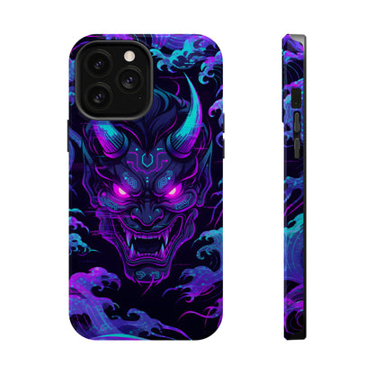 Cyber Oni: Neon Cyberpunk Japanese Mask MagSafe Case