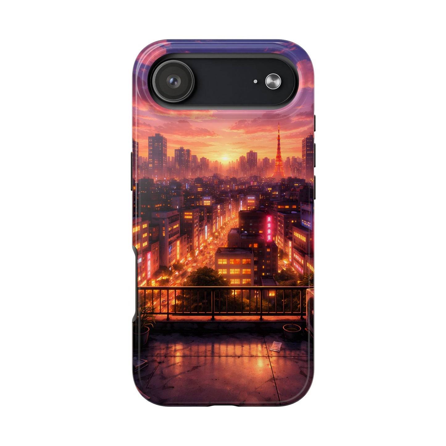 Tokyo Sunset Rooftop Tough Case - Urban Lo-Fi Skyline Cover for iPhone & Samsung