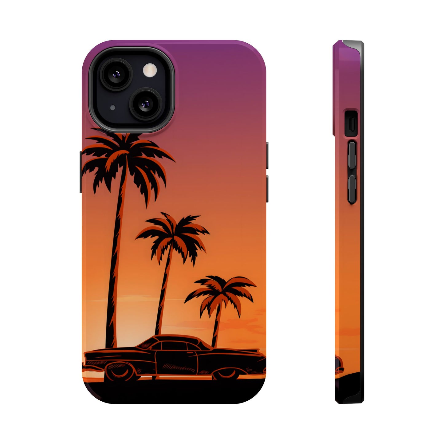 Retro Coastline: Vintage Car & Palm Sunset MagSafe Case