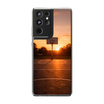 Clear Golden Hour Basketball Case - Urban Sunset Court Transparent Cover