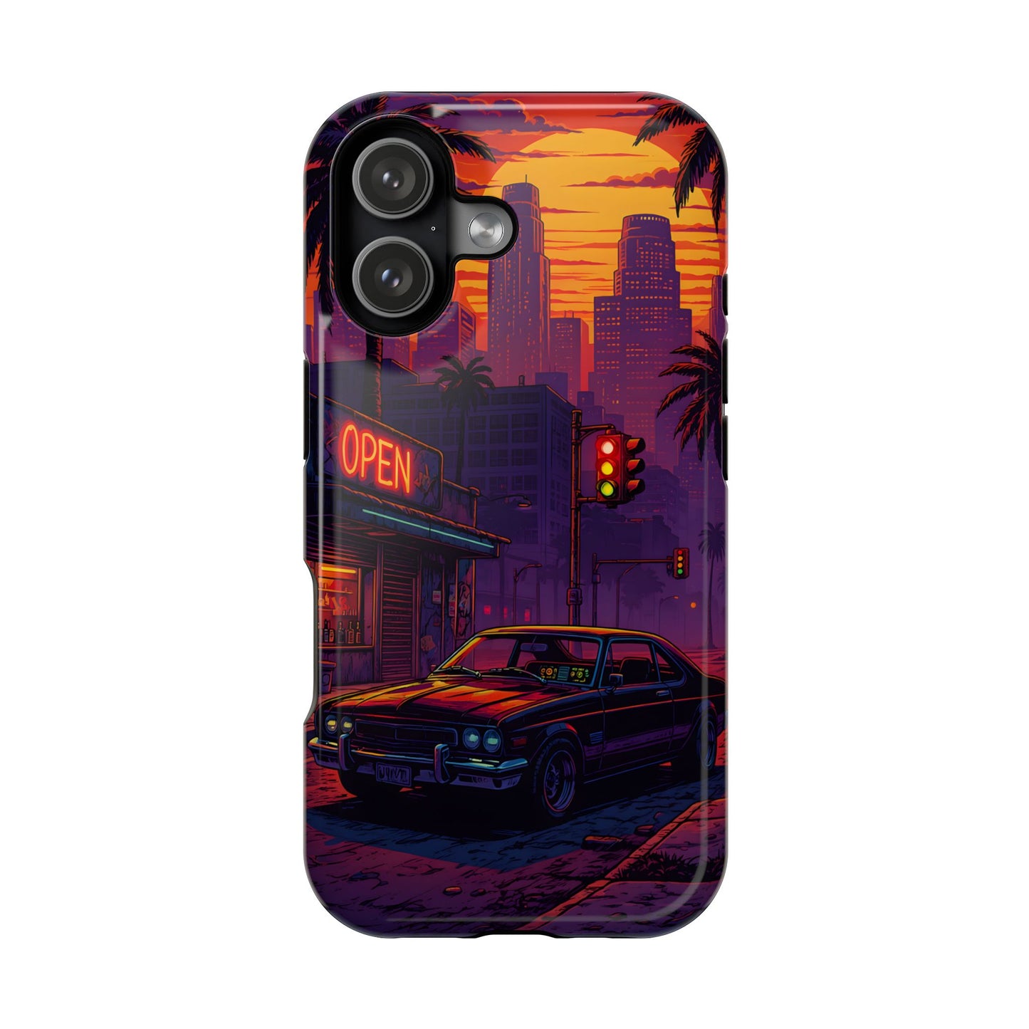 Lofi Midnight Drive: Retro Muscle Car MagSafe Case