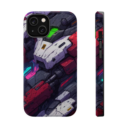 Cyber Armor: Battle-Worn Mecha Print MagSafe Case