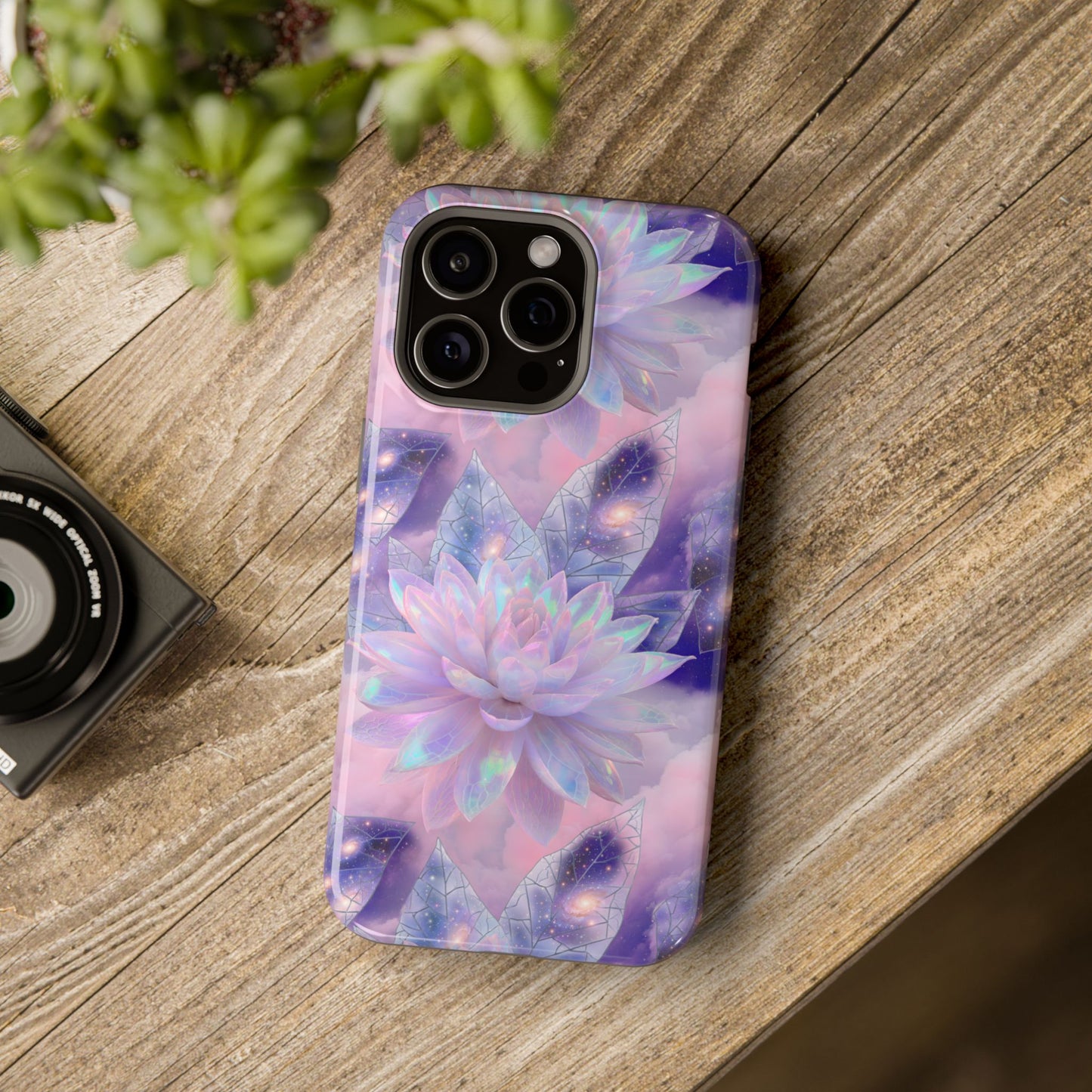 Ethereal Aura: Cosmic Iridescent Lotus MagSafe Case
