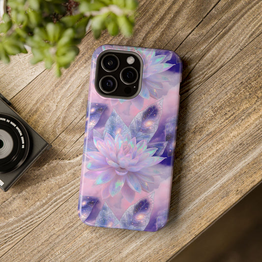 Ethereal Aura: Cosmic Iridescent Lotus MagSafe Case