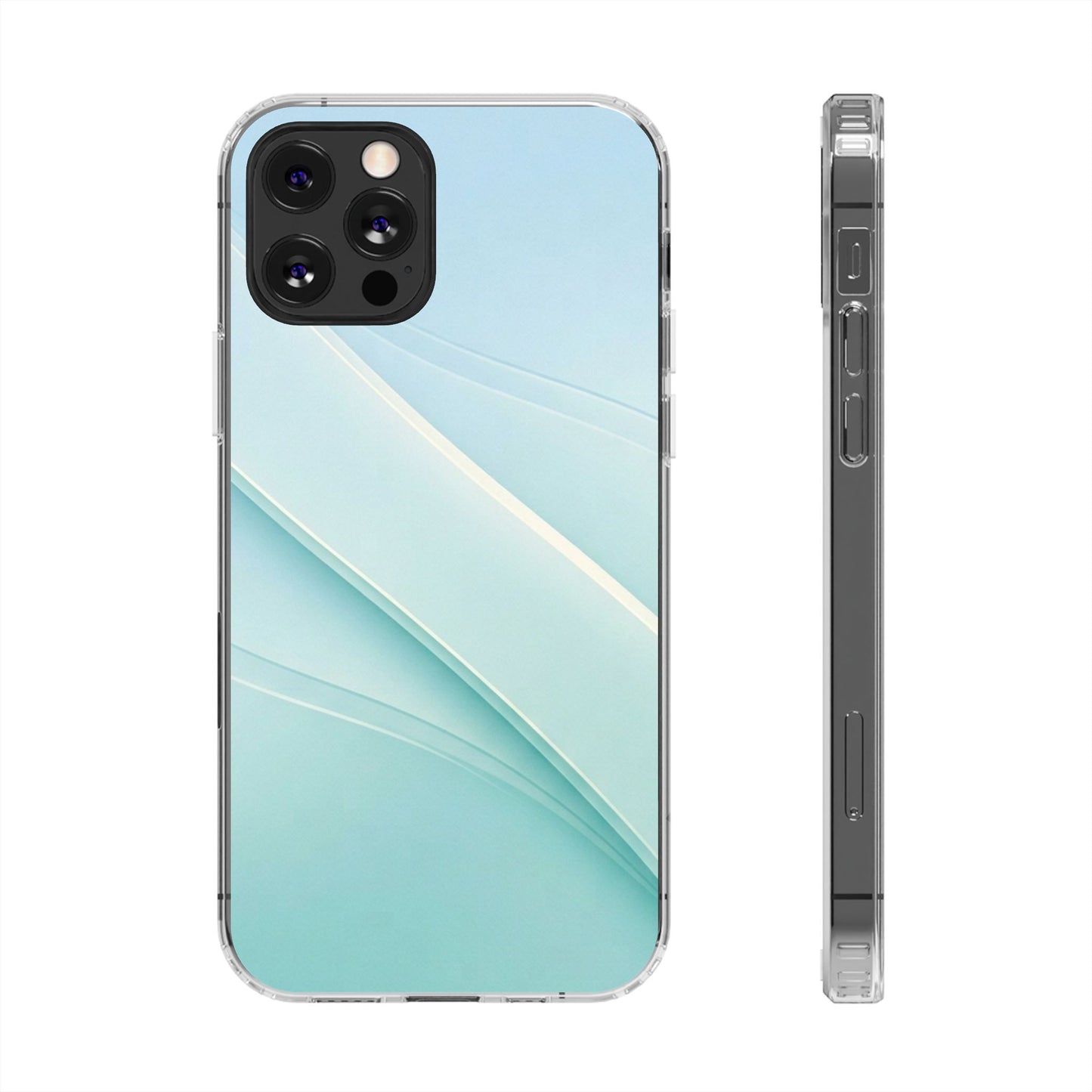 Ethereal Aqua Waves Clear Case - MagSafe Compatible Minimalist Cover
