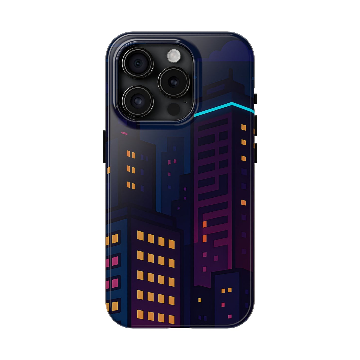 Neon City Skyline Tough Phone Case – Night Aesthetic Protective Cover for iPhone & Samsung