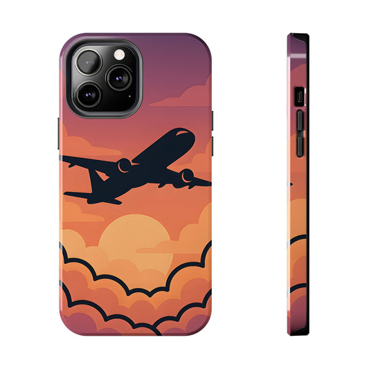 Sunset Flight Tough Case - Minimalist Aviation Aesthetic Travel Cover