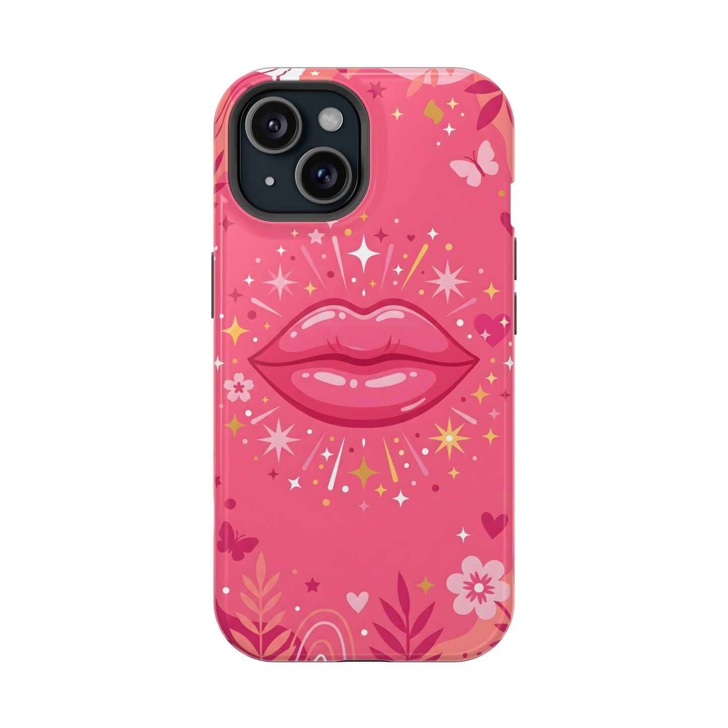 Retro Pink Kiss Floral Magnetic Impact Case