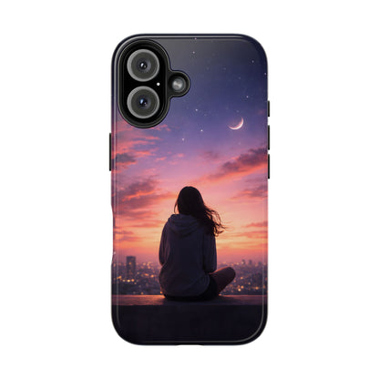 Dreamy Rooftop Sunset Tough Case - Lo-Fi Cityscape Cover for iPhone & Samsung