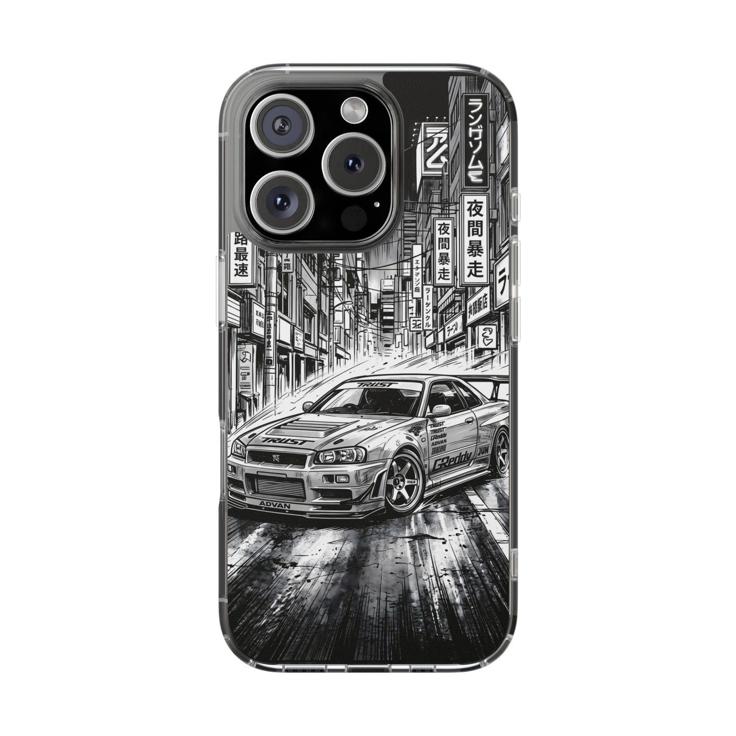 Tokyo Night Drift Manga Case - MagSafe Compatible JDM Clear Cover