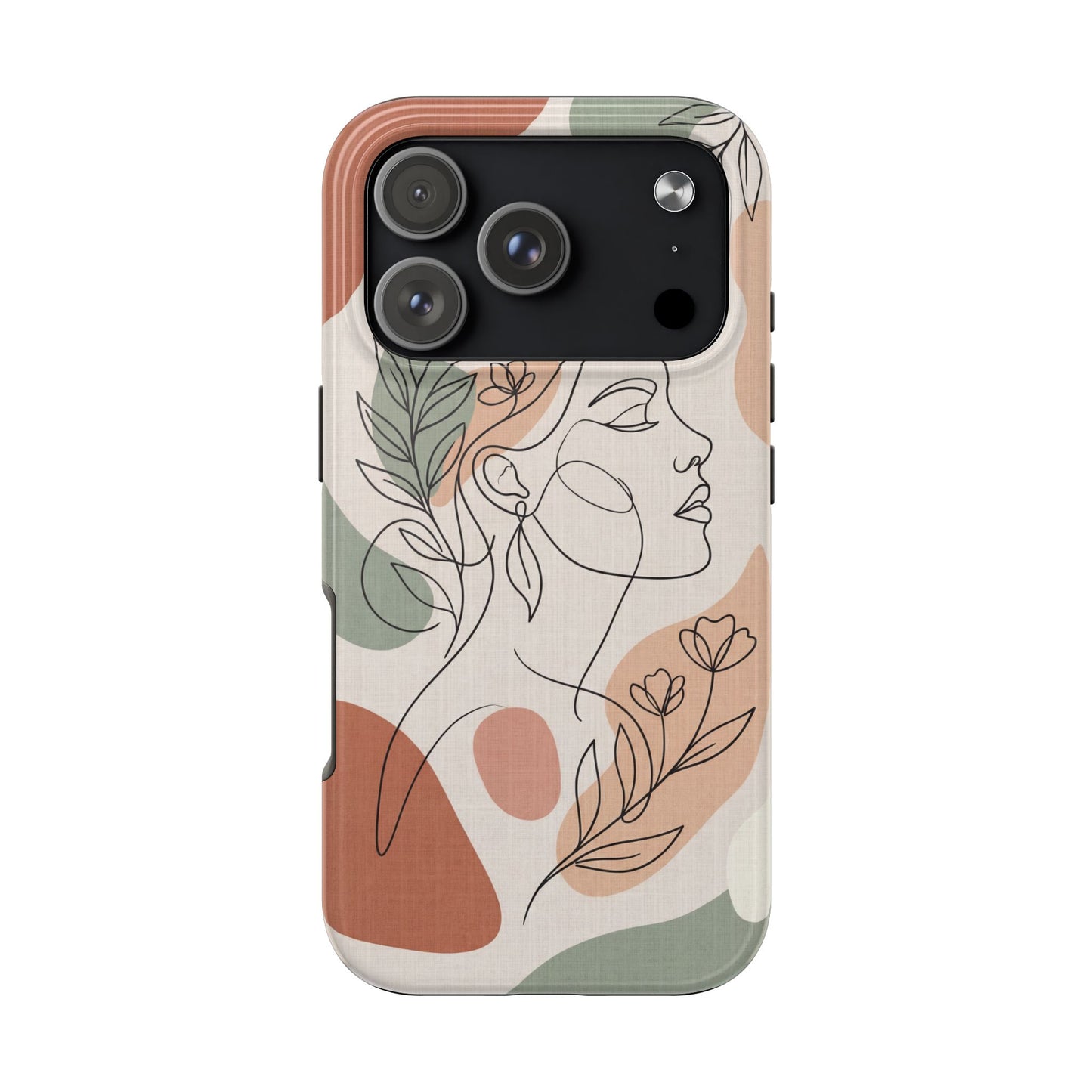 Earthy Abstract Female Line Art Tough Case - Minimalist Boho Cover for iPhone & Samsung