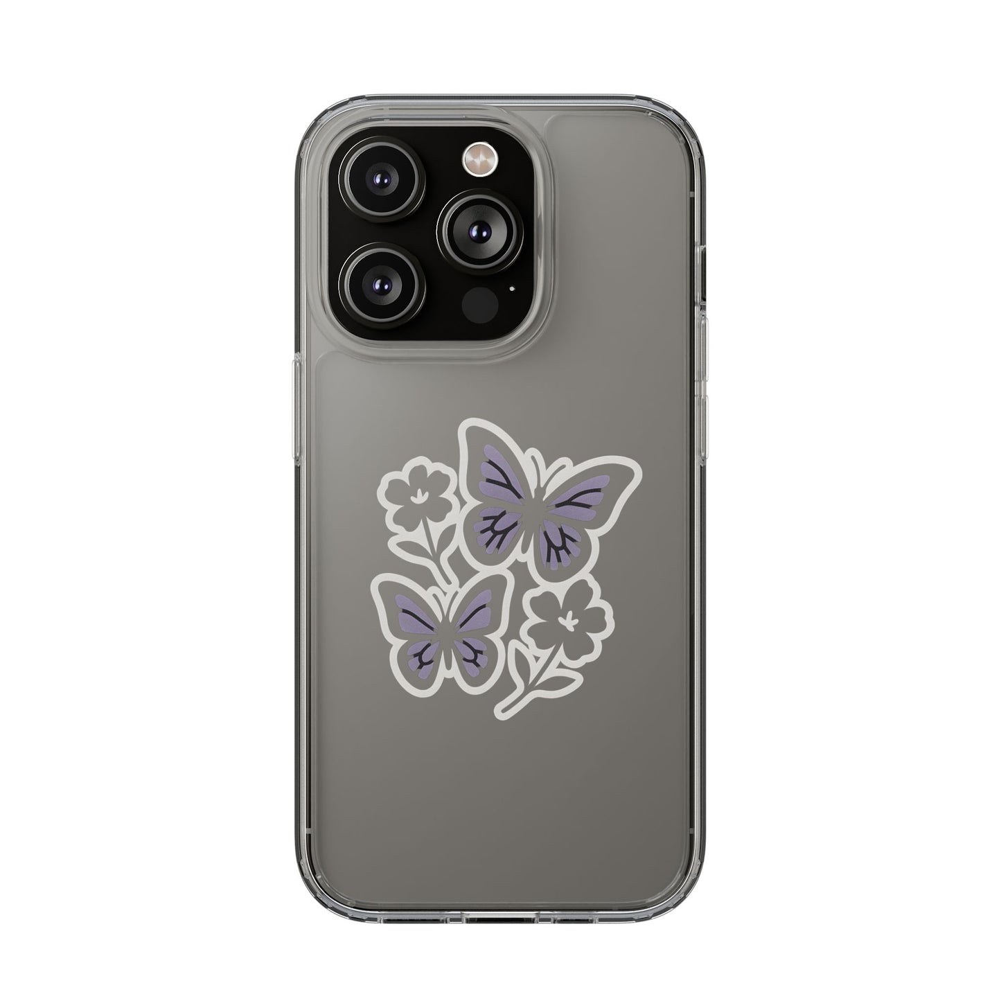 Clear Lavender Butterfly Case - Floral Botanical Transparent Cover for iPhone & Samsung