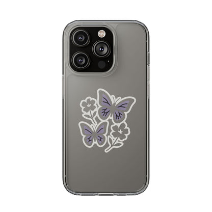 Clear Lavender Butterfly Case - Floral Botanical Transparent Cover for iPhone & Samsung