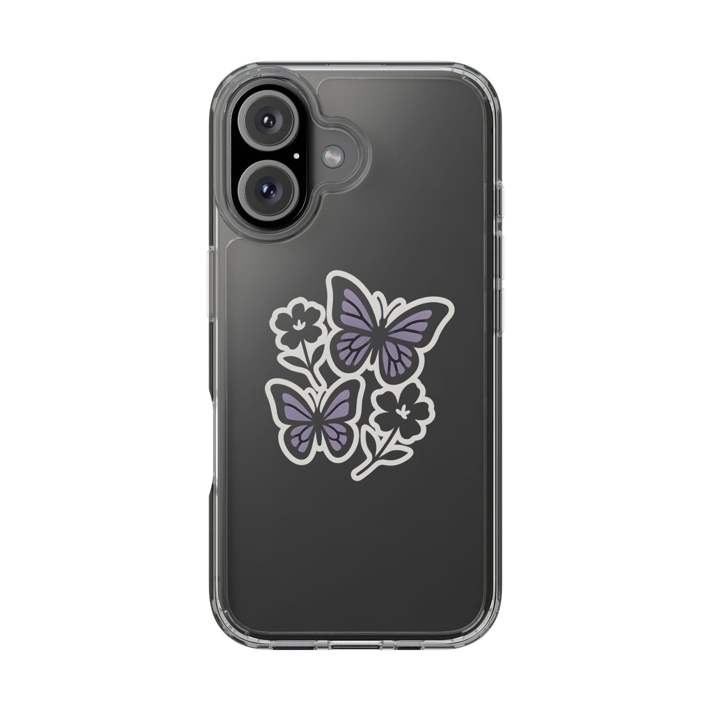 Clear Lavender Butterfly Case - Floral Botanical Transparent Cover for iPhone & Samsung