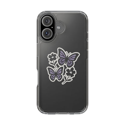 Clear Lavender Butterfly Case - Floral Botanical Transparent Cover for iPhone & Samsung