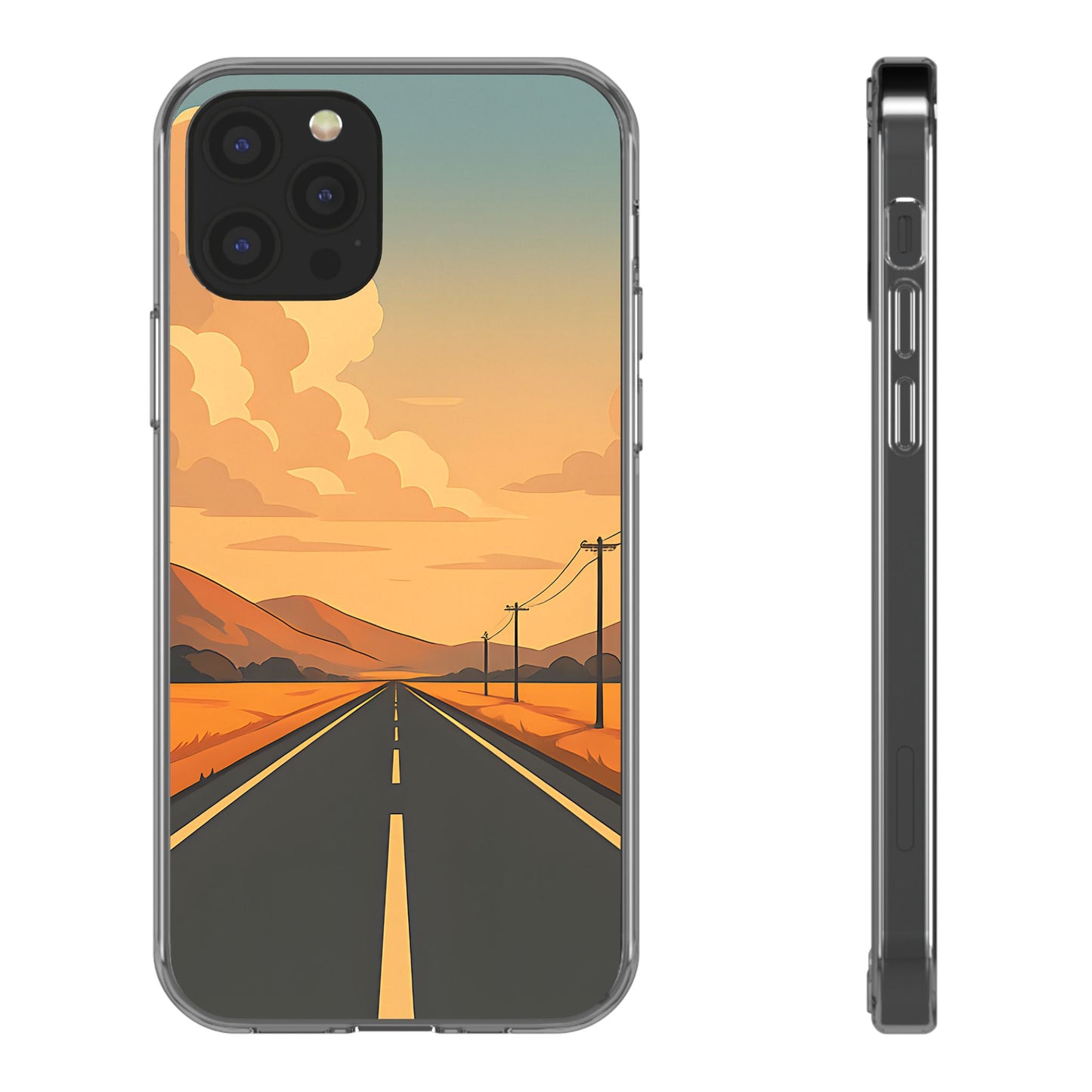 Clear Open Road Sunset Case - Minimalist Journey Aesthetic Transparent Cover
