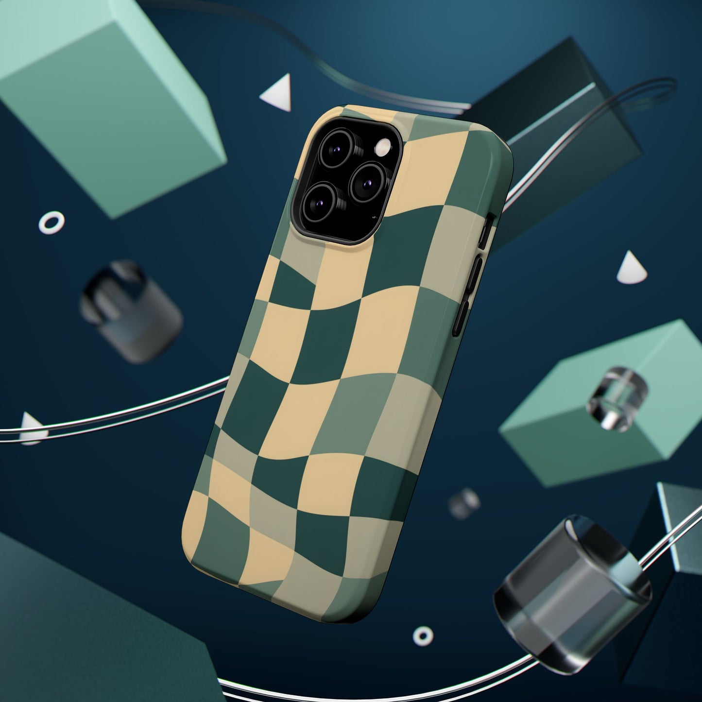Forest Green Wavy Checkerboard Magnetic Case