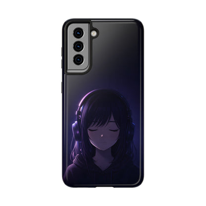 Midnight Lofi Anime Girl Tough Case - Deep Purple Music Cover for iPhone & Samsung