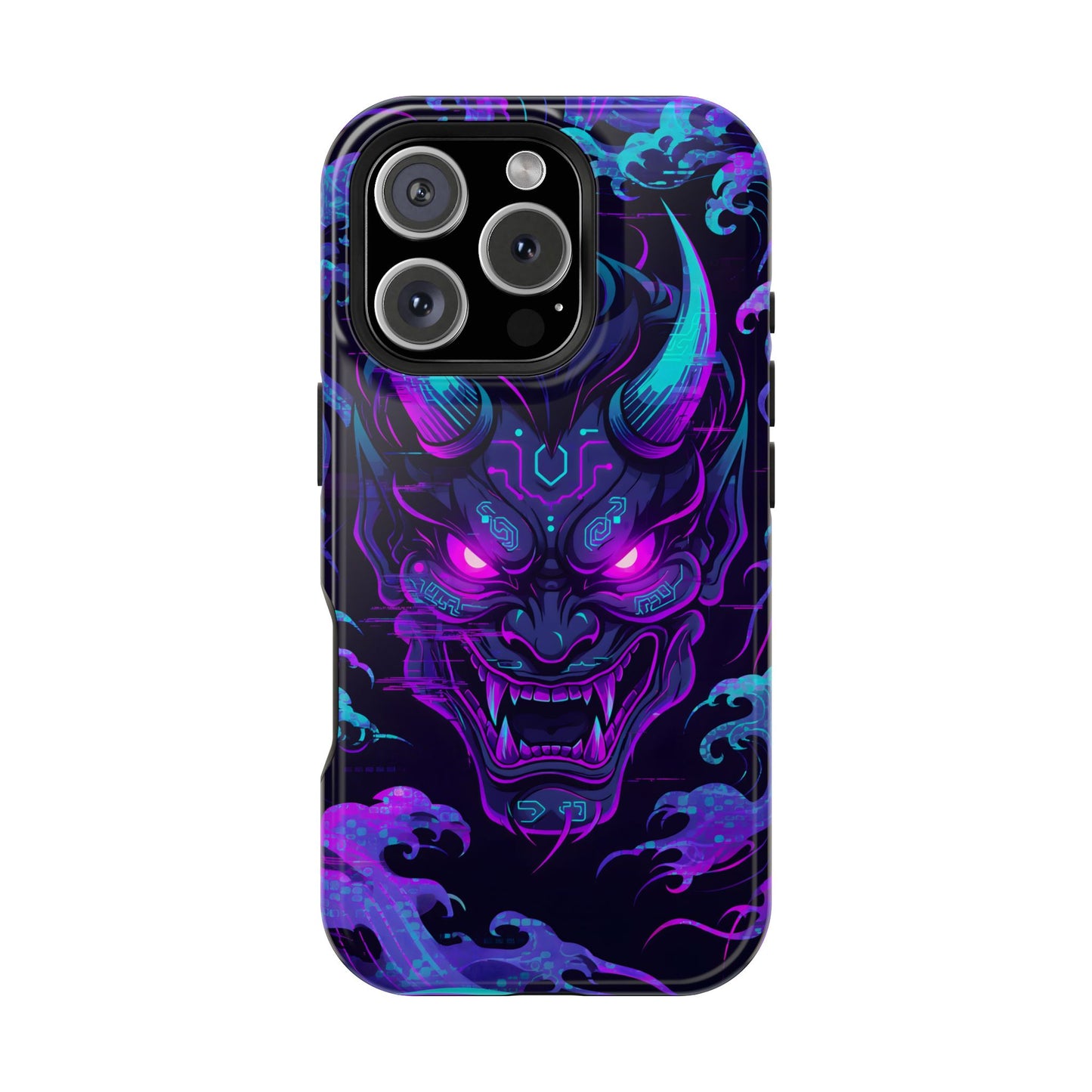 Cyber Oni: Neon Cyberpunk Japanese Mask MagSafe Case