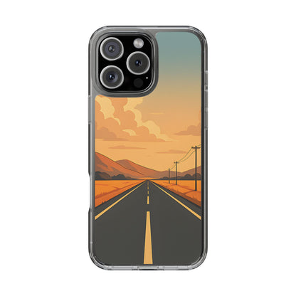 Clear Open Road Sunset Case - Minimalist Journey Aesthetic Transparent Cover