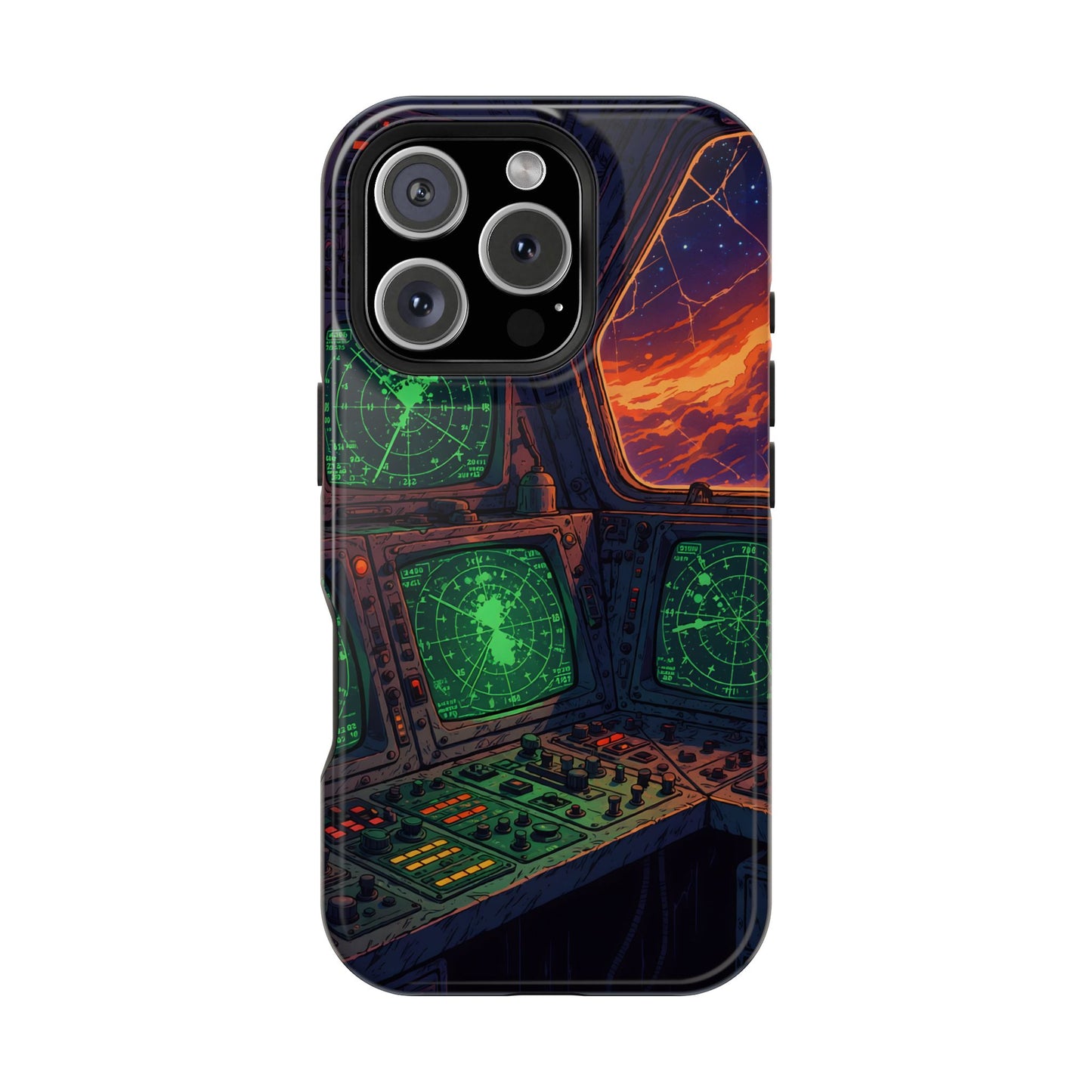Cosmic Command: Retro Spaceship Cockpit MagSafe Case