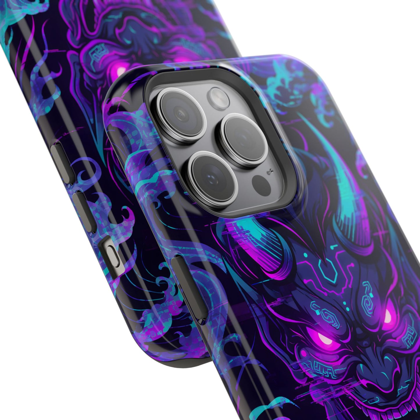 Cyber Oni: Neon Cyberpunk Japanese Mask MagSafe Case