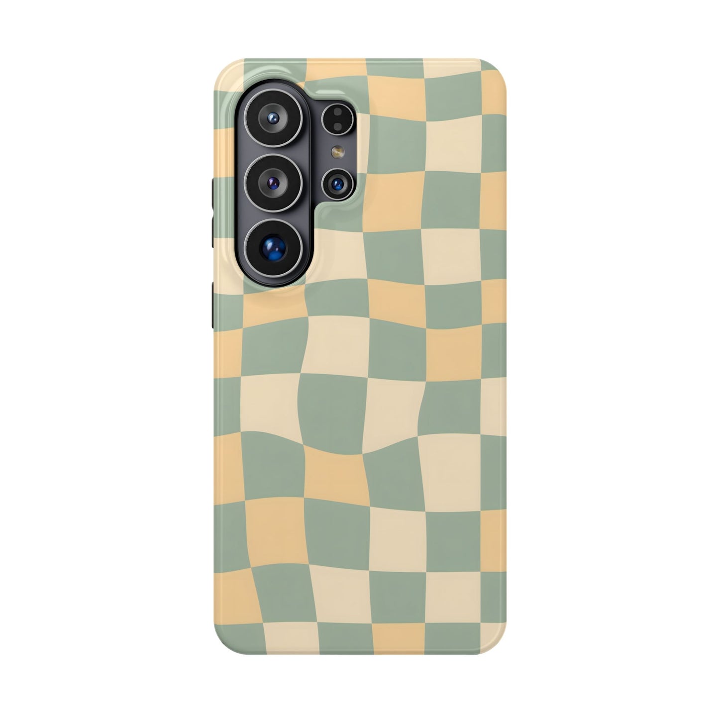 Wavy Sage & Cream Checkerboard Magnetic Case