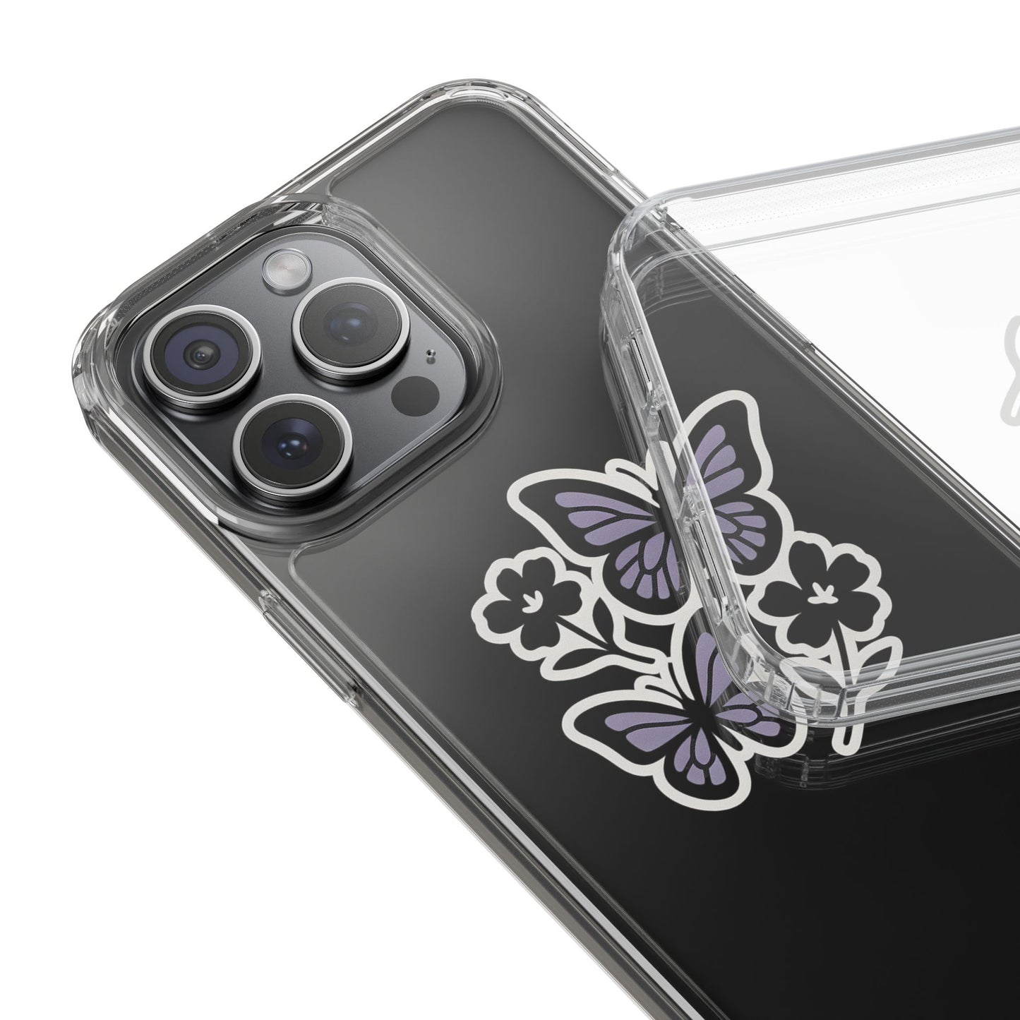 Clear Lavender Butterfly Case - Floral Botanical Transparent Cover for iPhone & Samsung