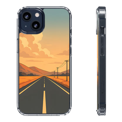 Clear Open Road Sunset Case - Minimalist Journey Aesthetic Transparent Cover